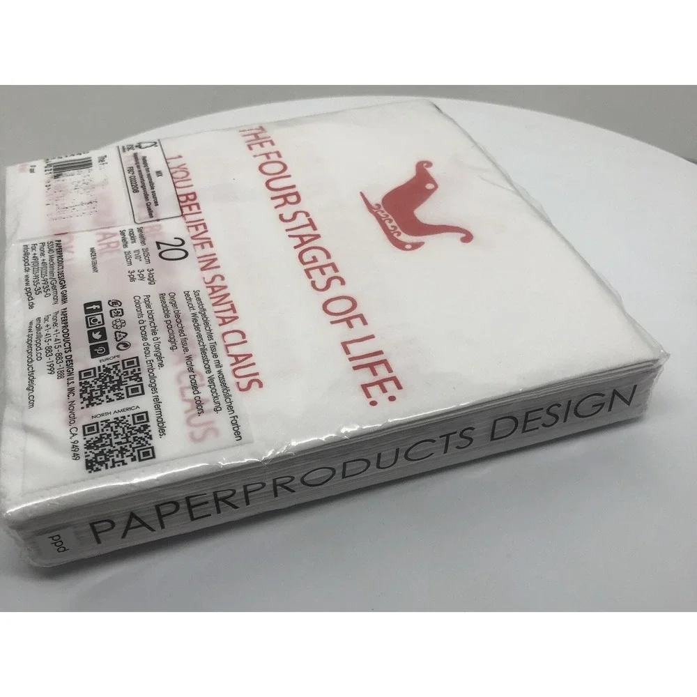 Funny Hostess Gift‎ Christmas Napkins The 4 Stages Of Life, 20 Paper Napkins PPD